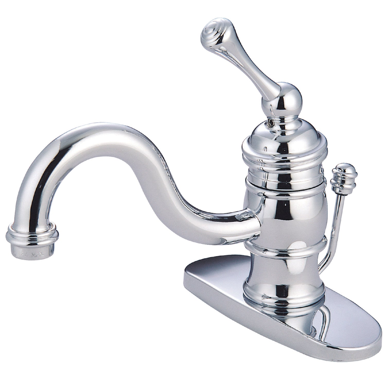 Kingston Heirloom KB3401BL - Victorian One-Handle 1-Hole Bathroom Faucet with Deck Plate and Pop-Up Drain, Polished Chrome — image 1
